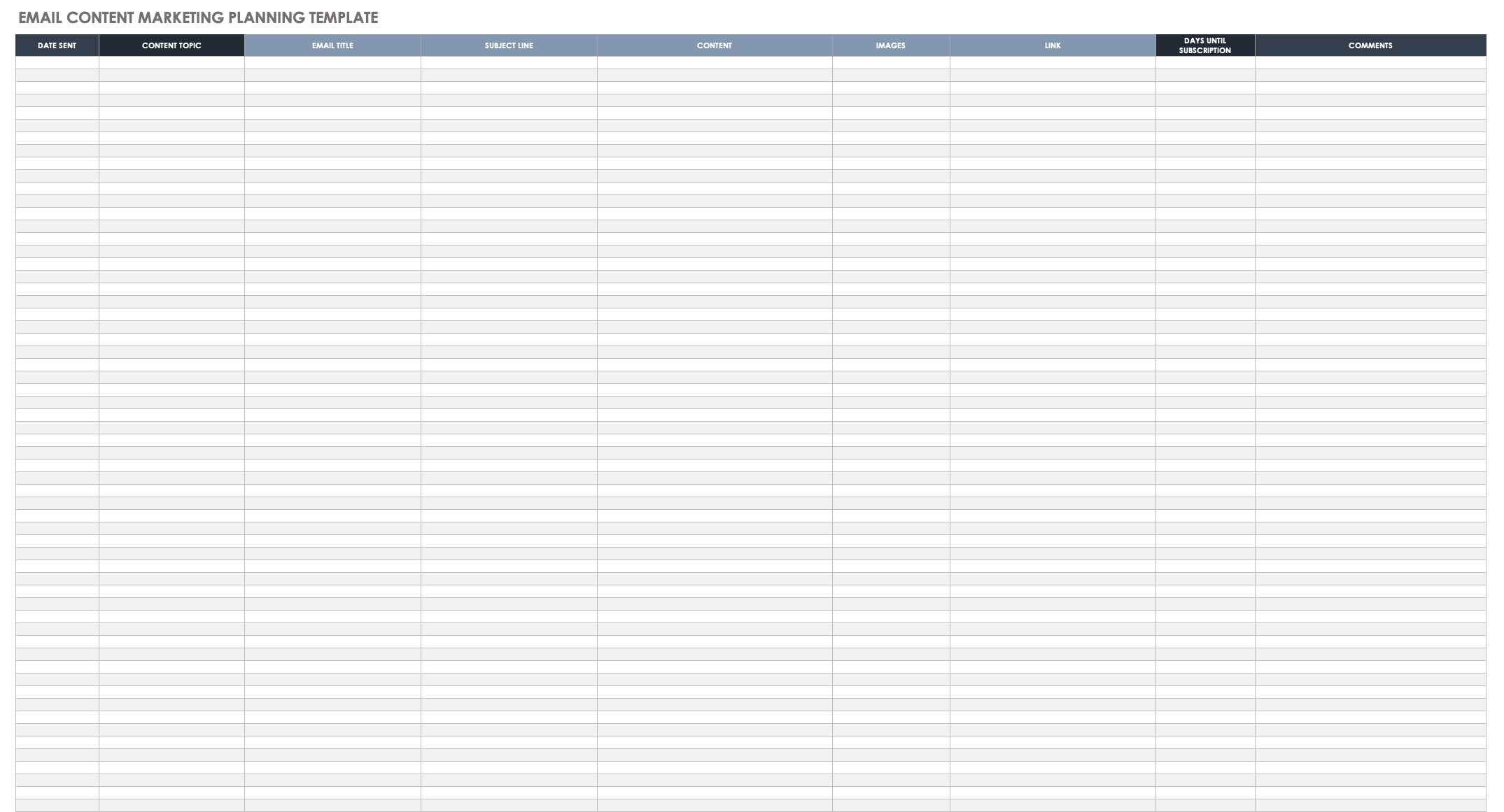 电子邮件内容营销规划模板