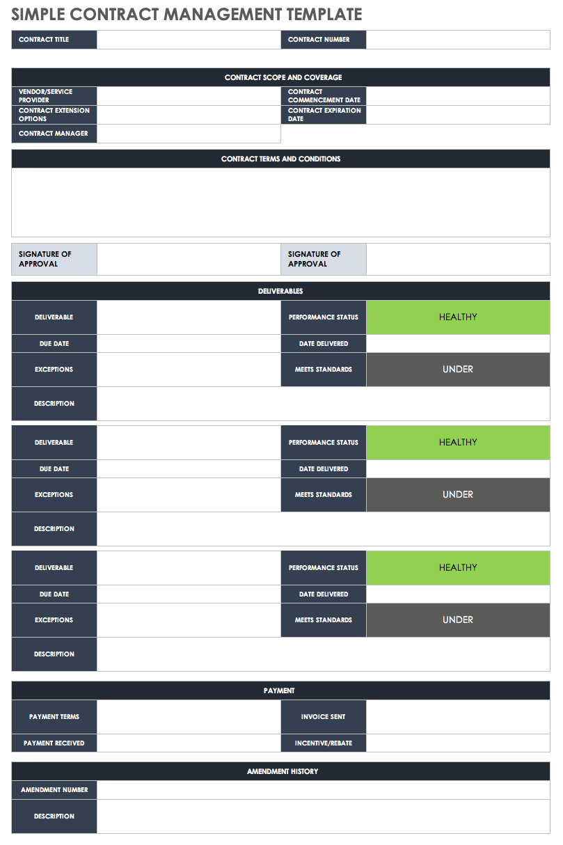 Simple Contract Management Template
