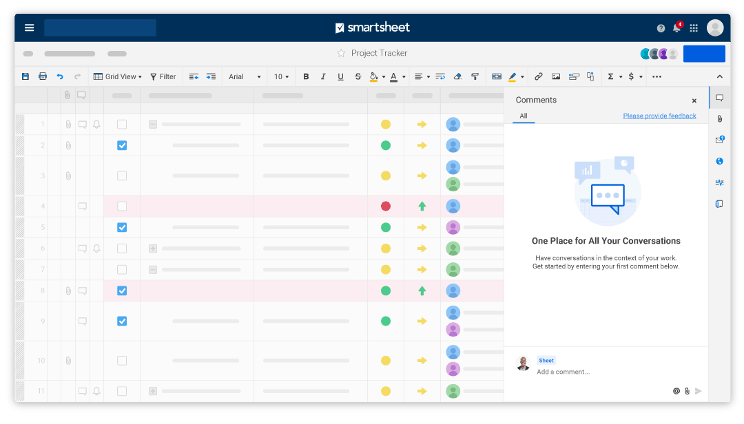 Smartsheet中空白对话屏幕的图像