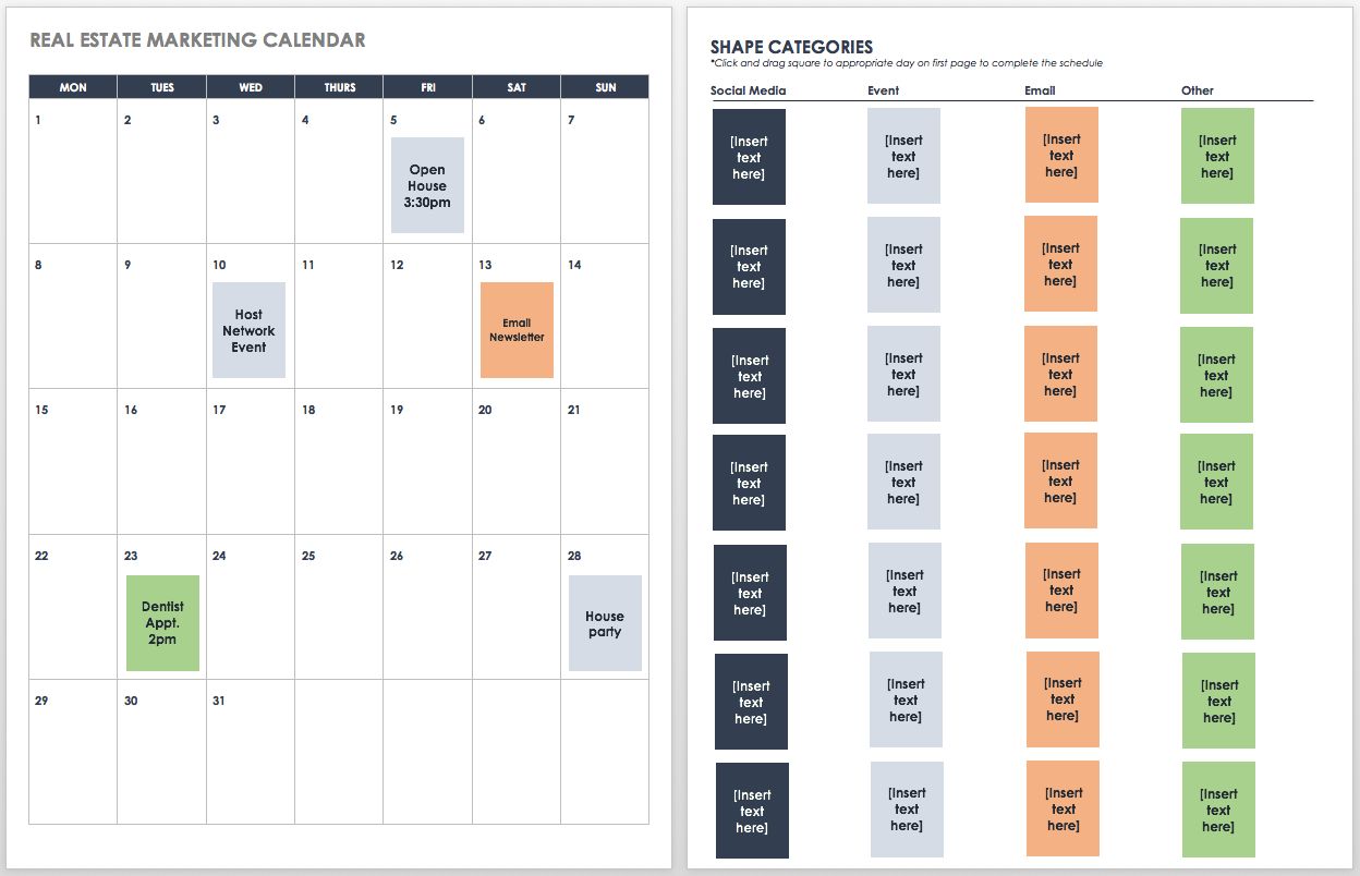 房地产营销日历模板