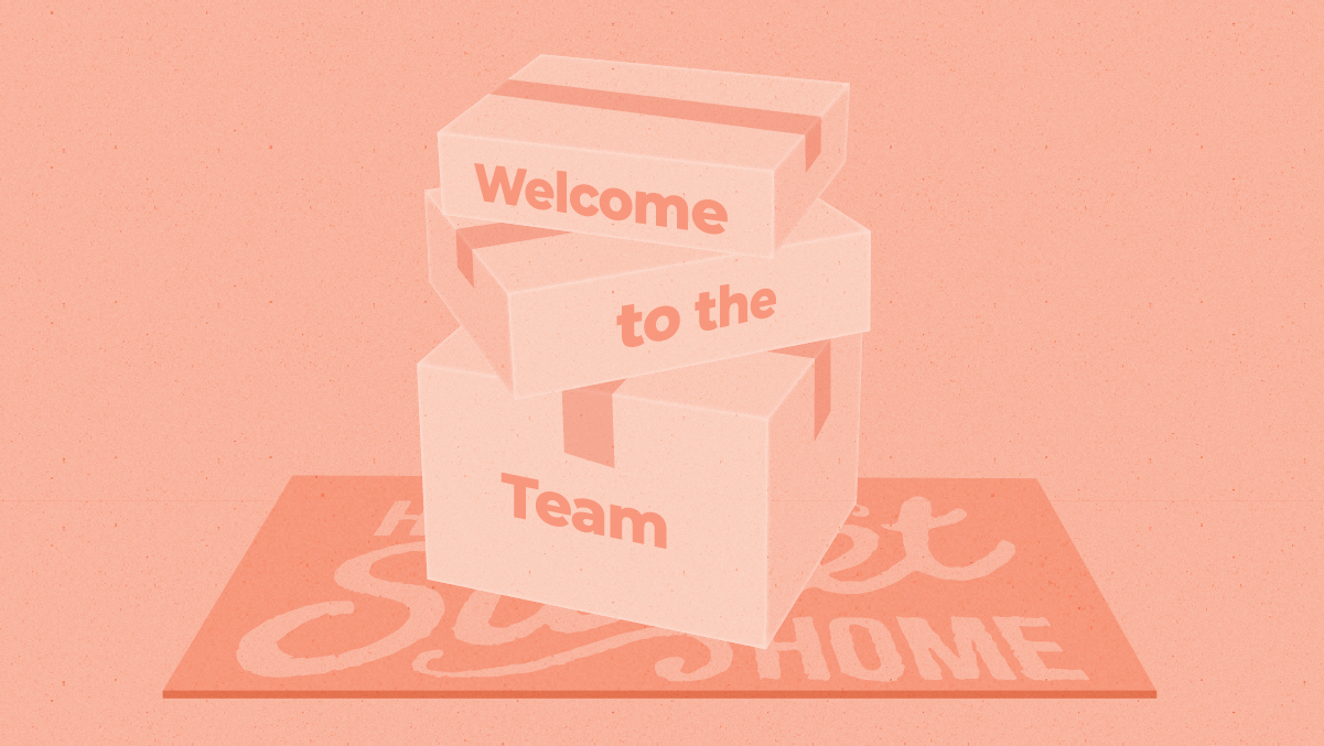 一堆写着“欢迎加入团队”的盒子