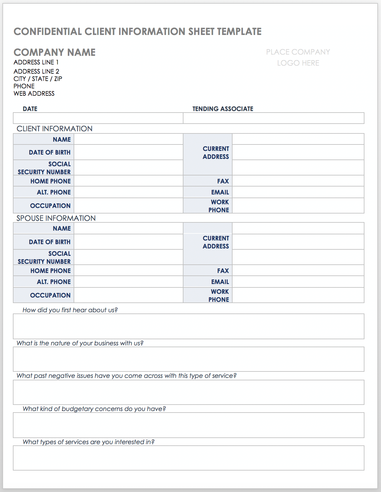 机密客户信息表模板