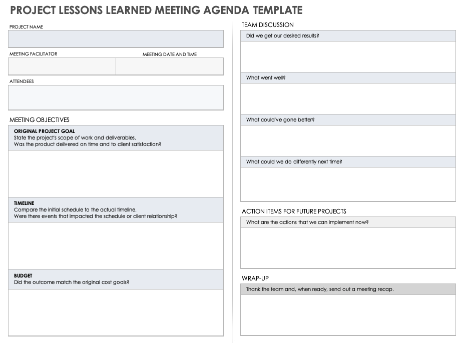 项目经验教训会议议程模板