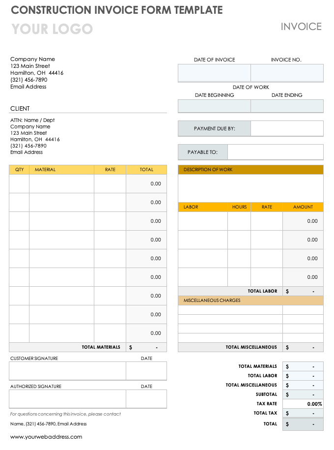 施工发票表格模板