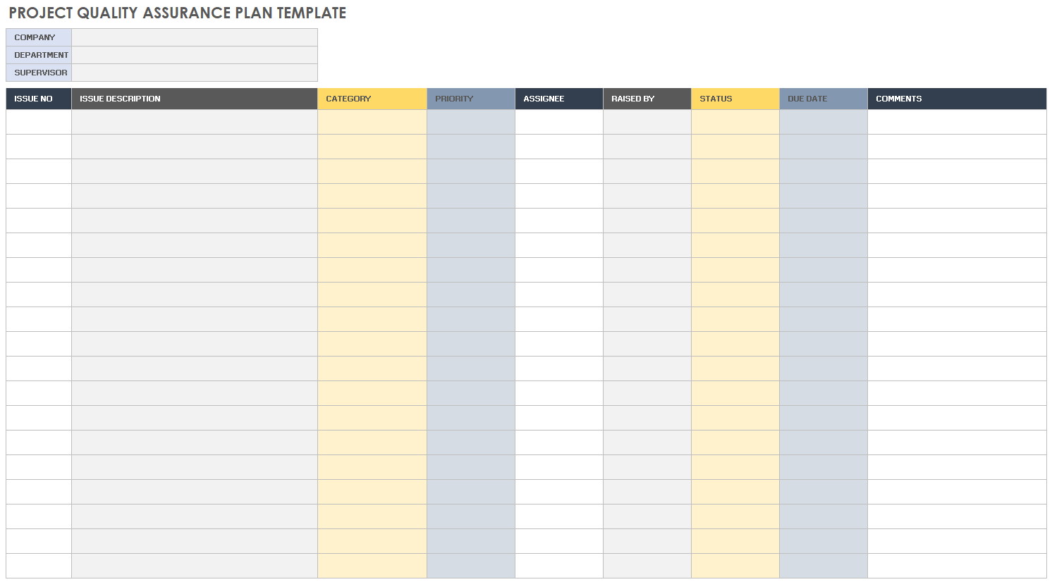 项目质量保证计划模板