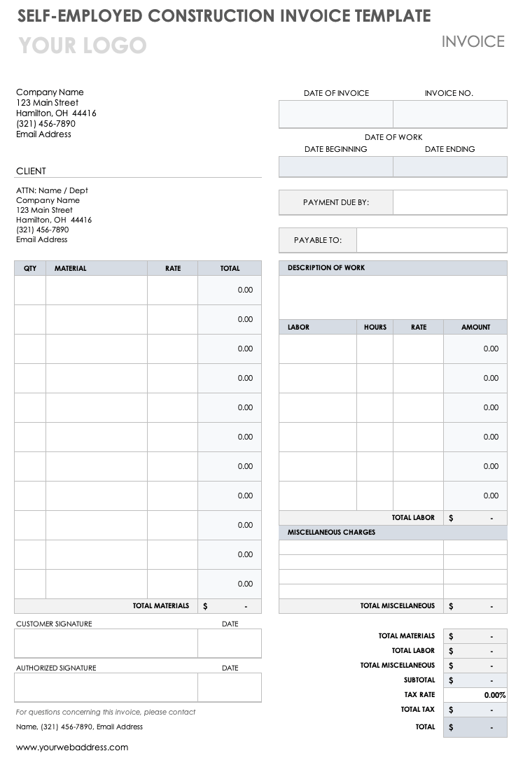 自雇施工发票模板