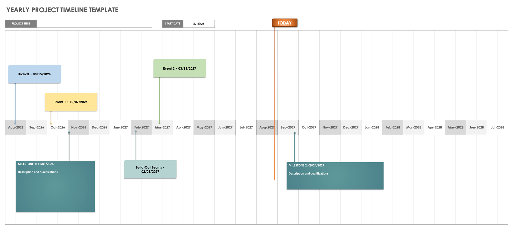 年度项目时间表模板Excel