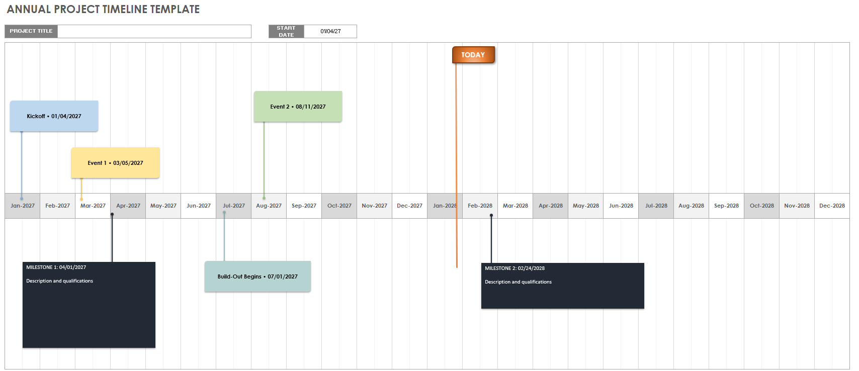 年度项目时间表模板