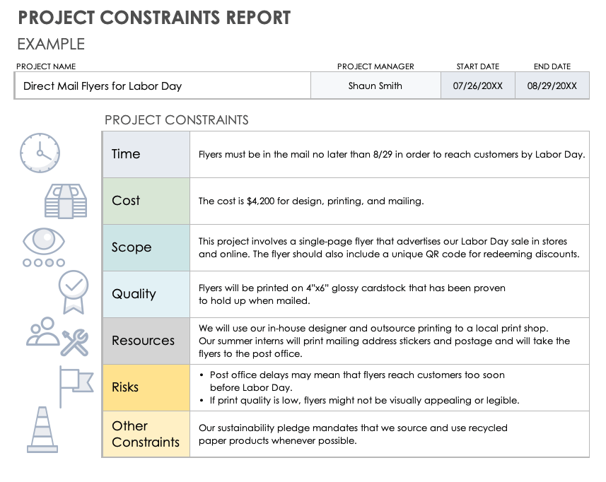 项目约束报告模板与示例数据