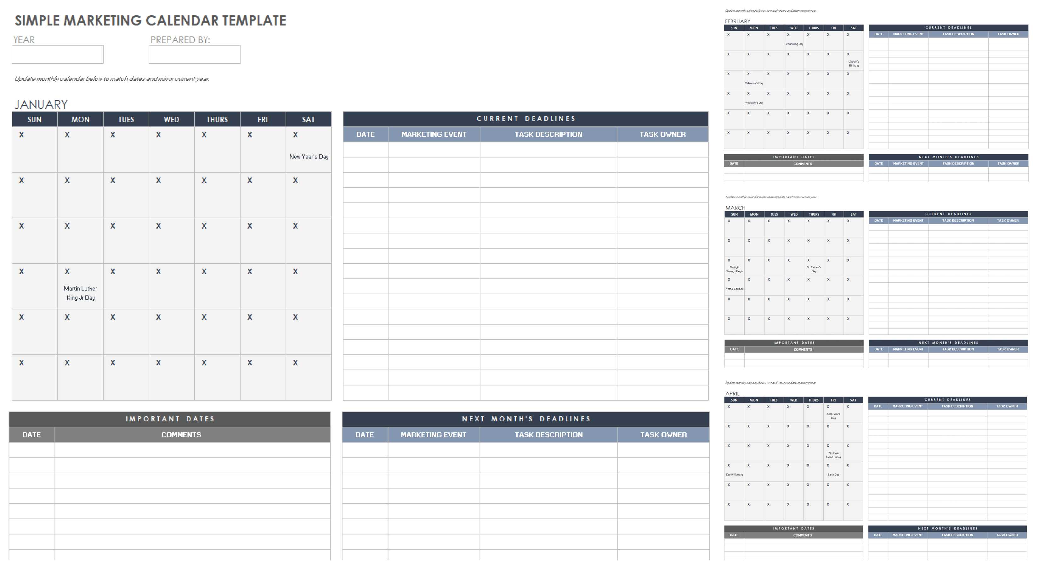 简单营销日历模板