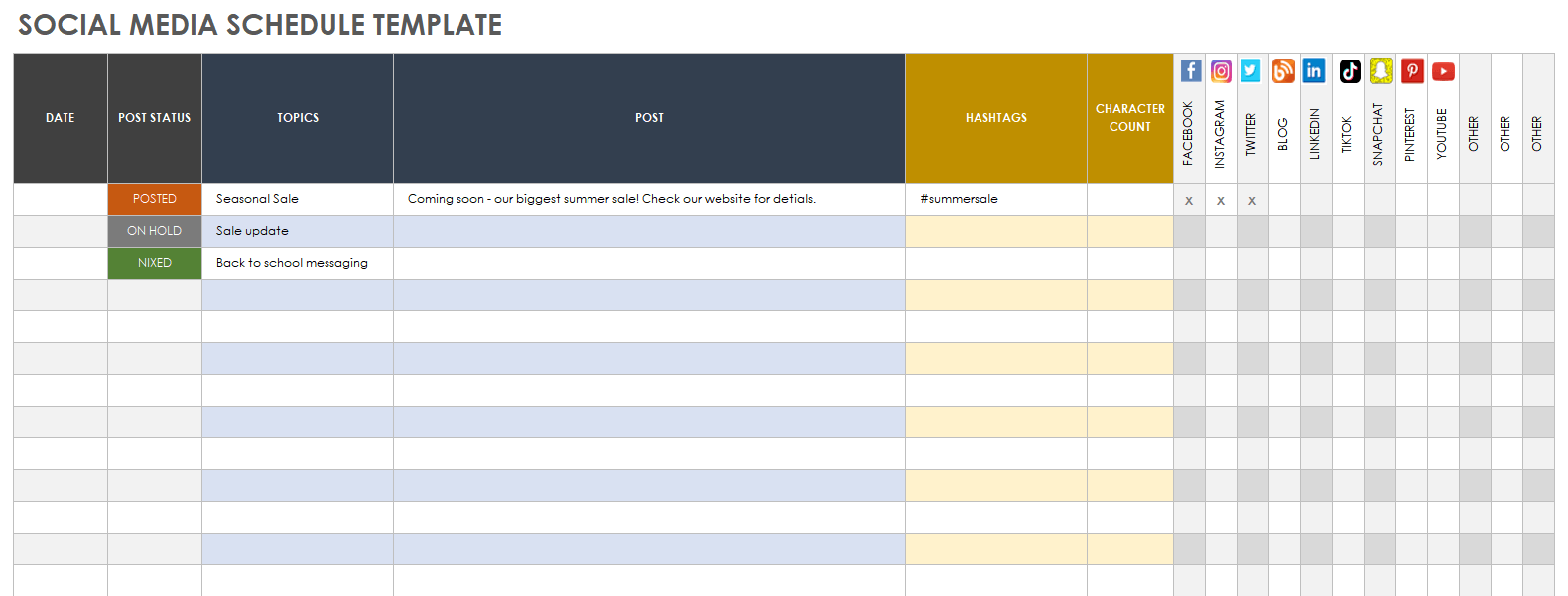 社会我dia Schedule Template