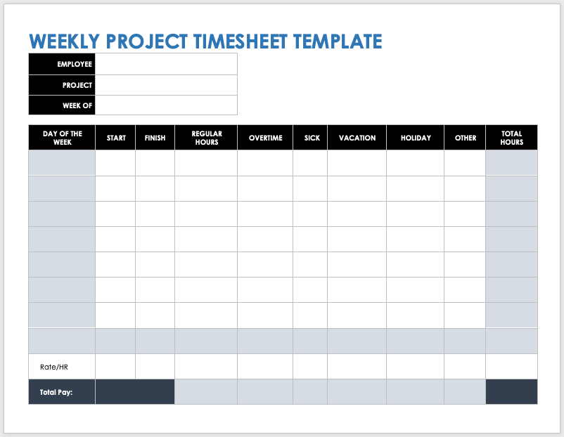 每周项目时间表模板
