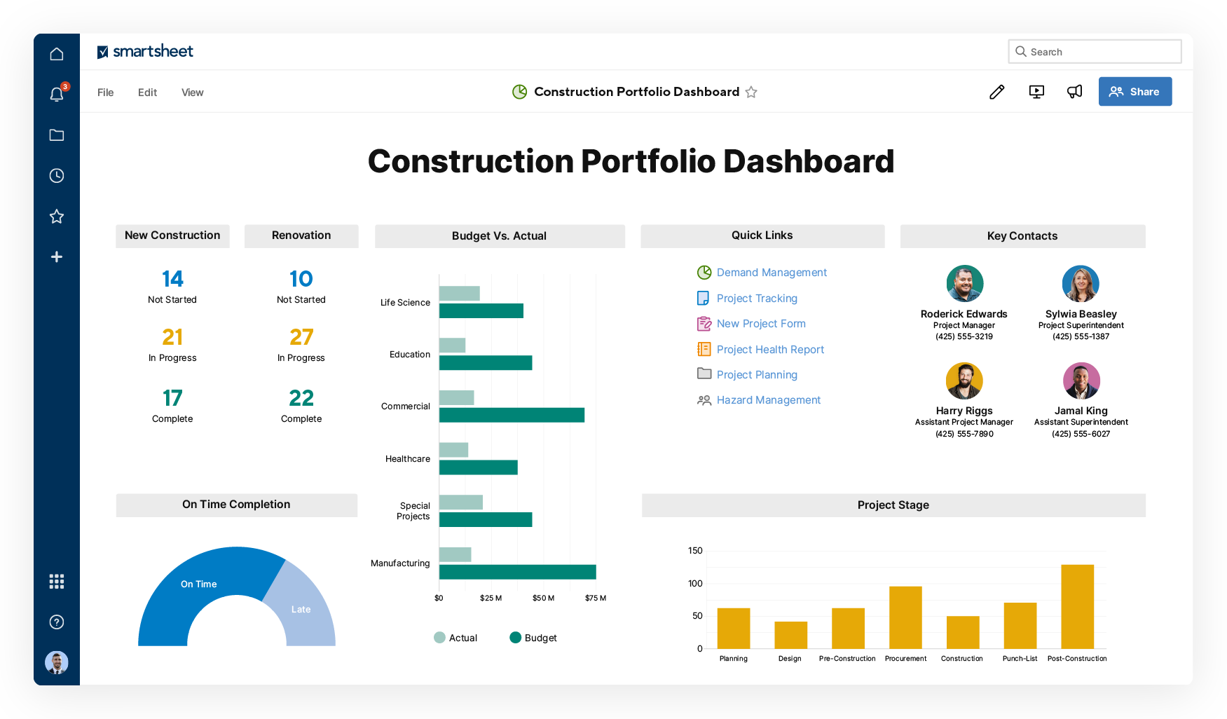 Improve visibility and collaboration across teams with Smartsheet construction templates