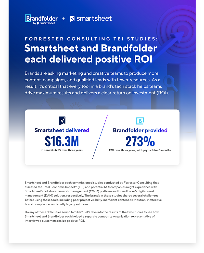 TEI positive ROI report for Smartsheet and Brandfolder