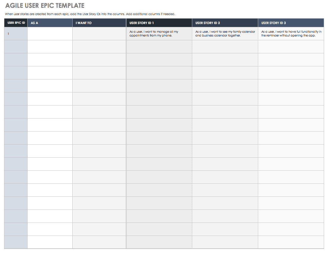 敏捷用户史诗模板