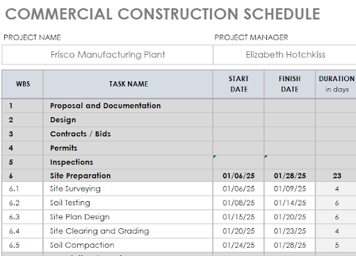 Commercial Construction Schedule Screenshot3