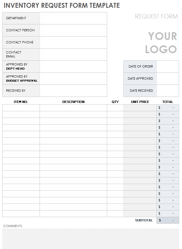 Inventory Request Form Template