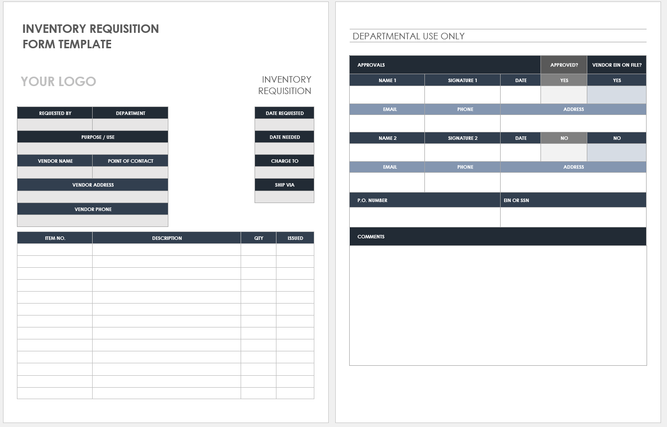Inventory Requisition Form Template