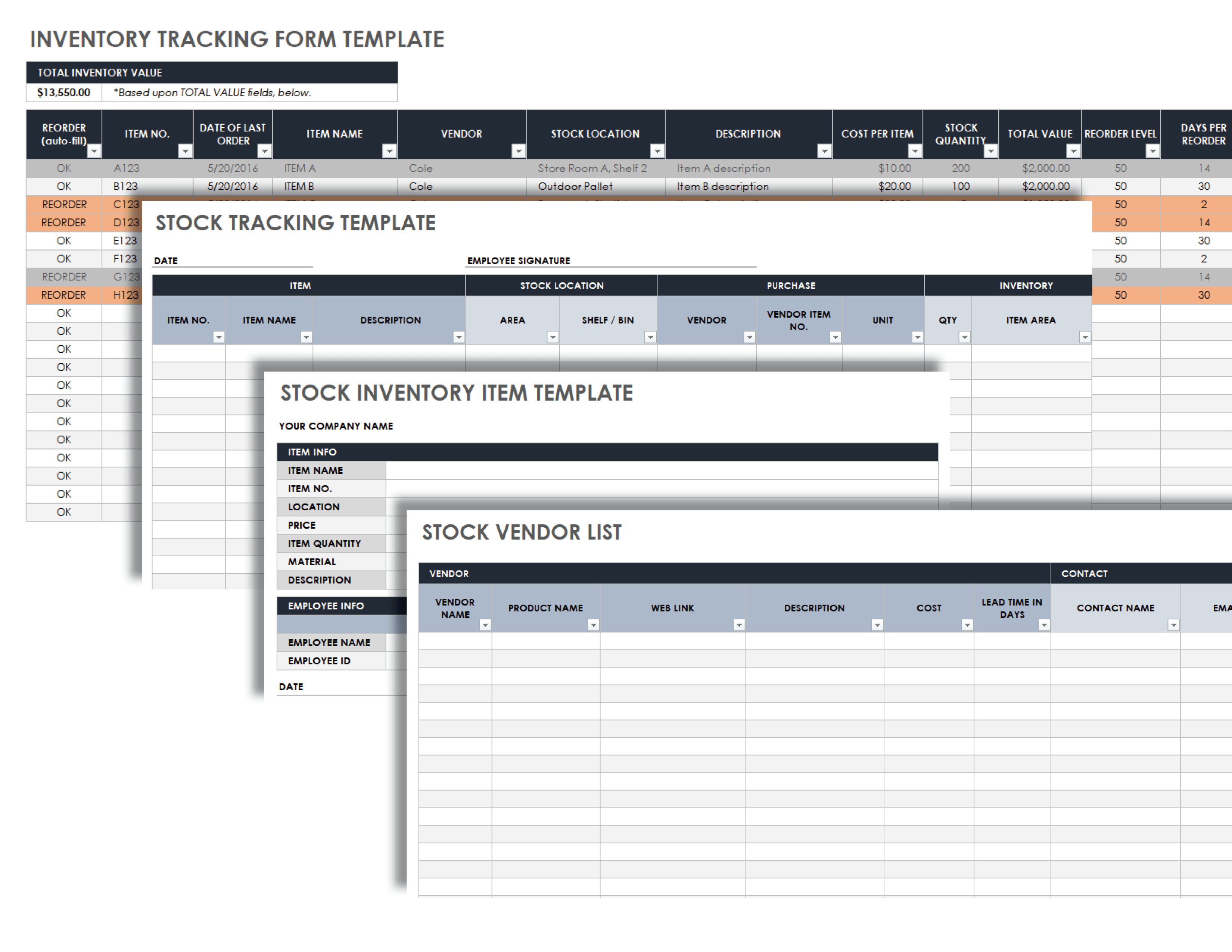 Inventory Tracking Form Template