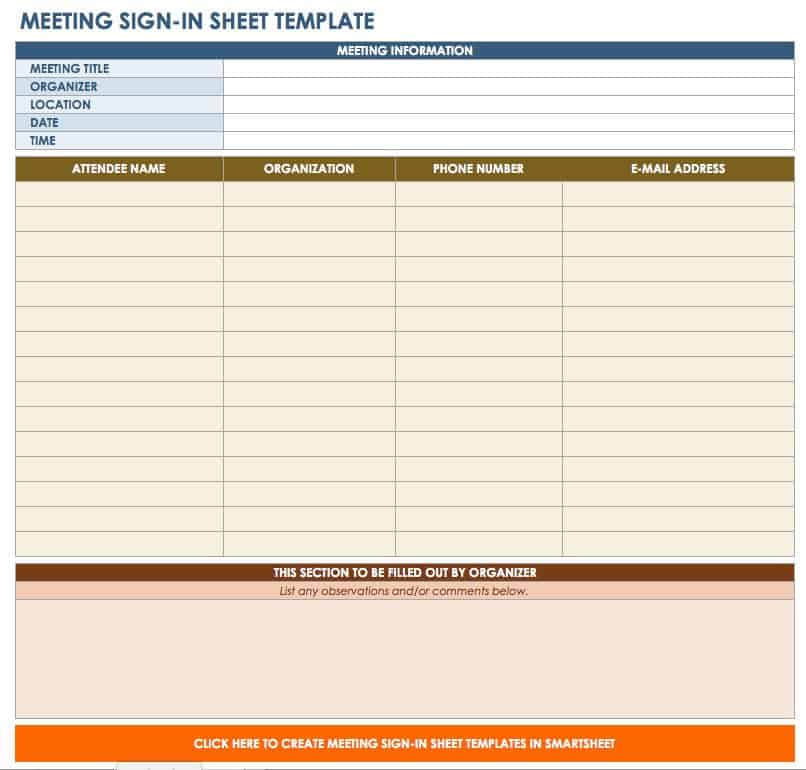 Meeting Sign-in Sheet Template