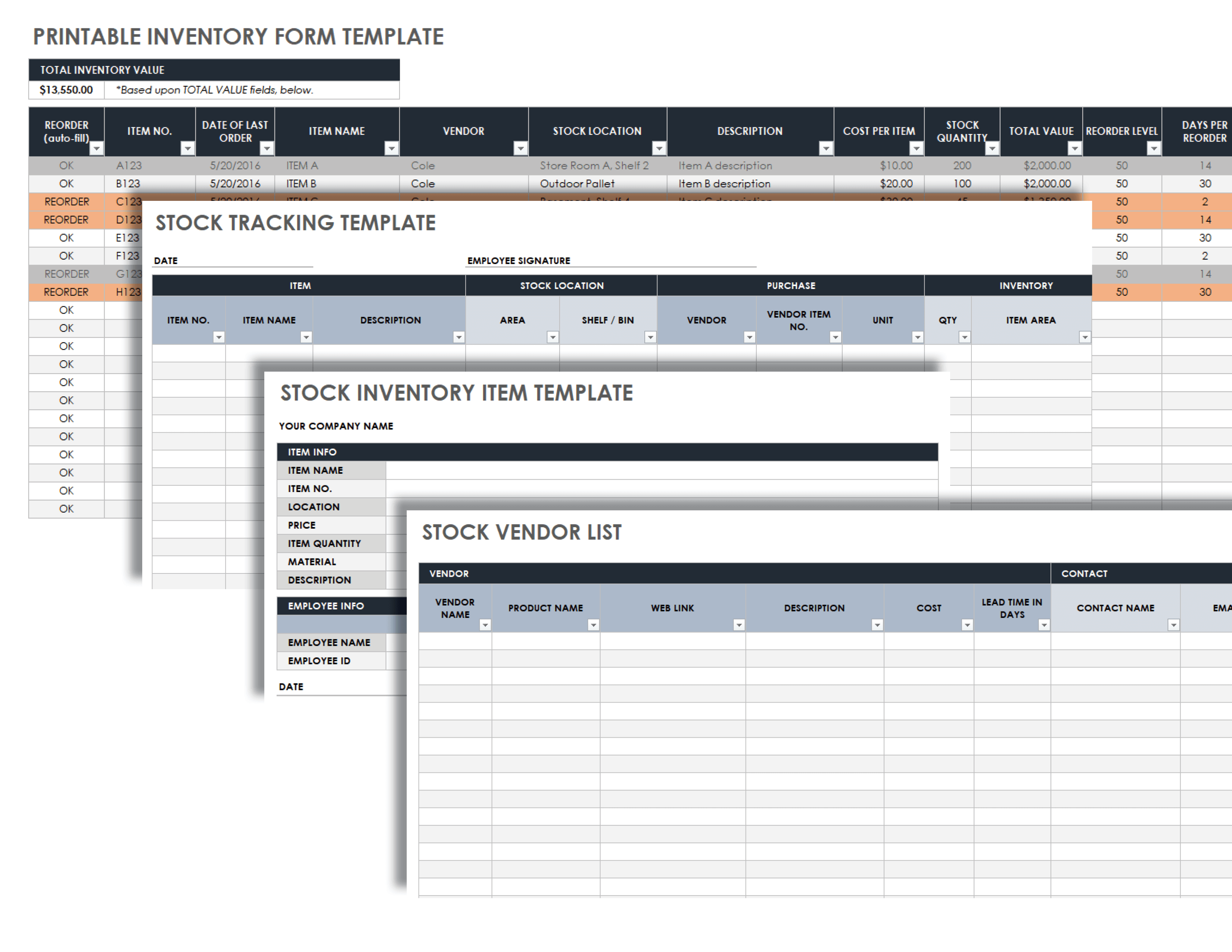 Printable Inventory Form Template
