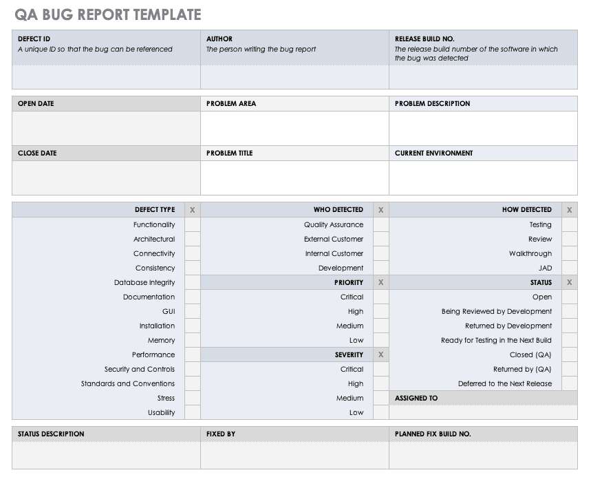 QA Bug报告模板