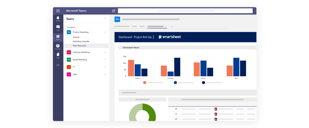 在Microsoft Teams中查看Smartsheet应用程序