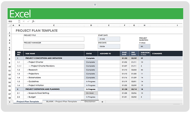 项目计划模板excel