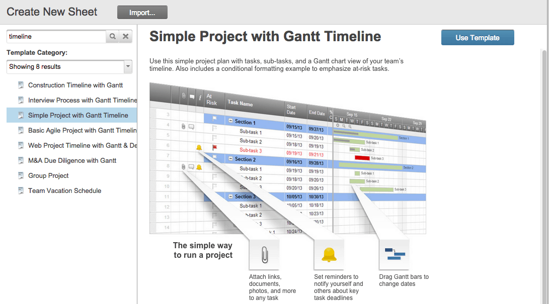 甘特图时间轴模板Smartsheet